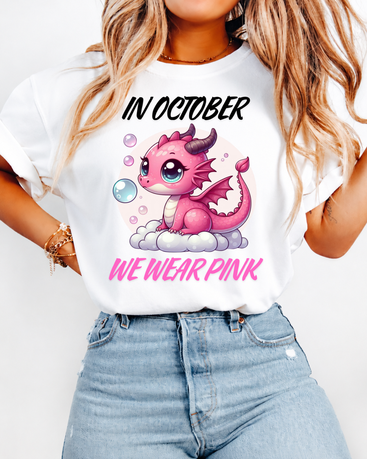 We Wear Pink Shirt, Pink Dragon Breast Cancer Awareness Tee, October Shirt Unisex garment-dyed heavyweight t-shirt