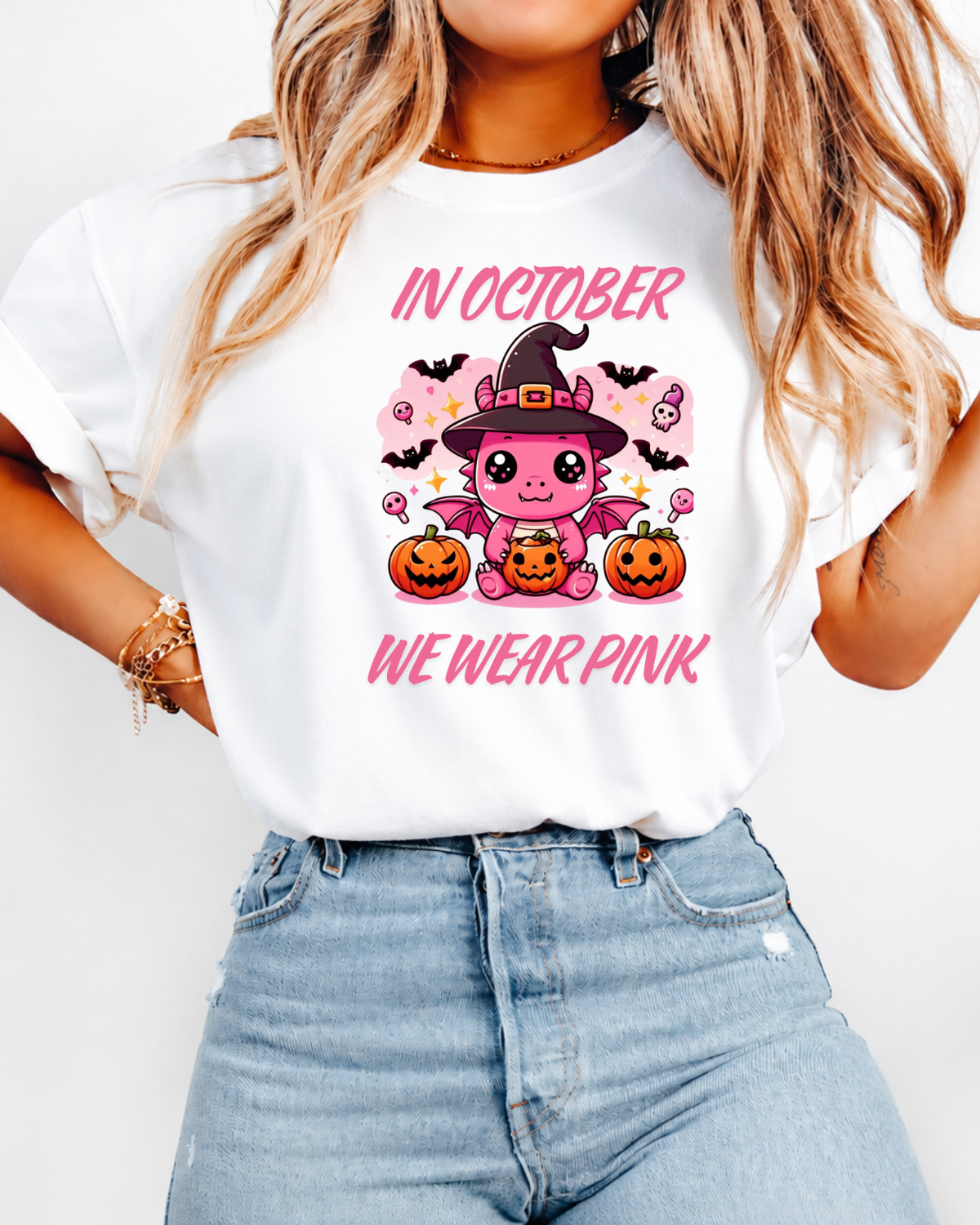 Pink Dragon Shirt, We Wear Pink October Tee, Cute Awareness T-Shirt Unisex garment-dyed heavyweight t-shirt