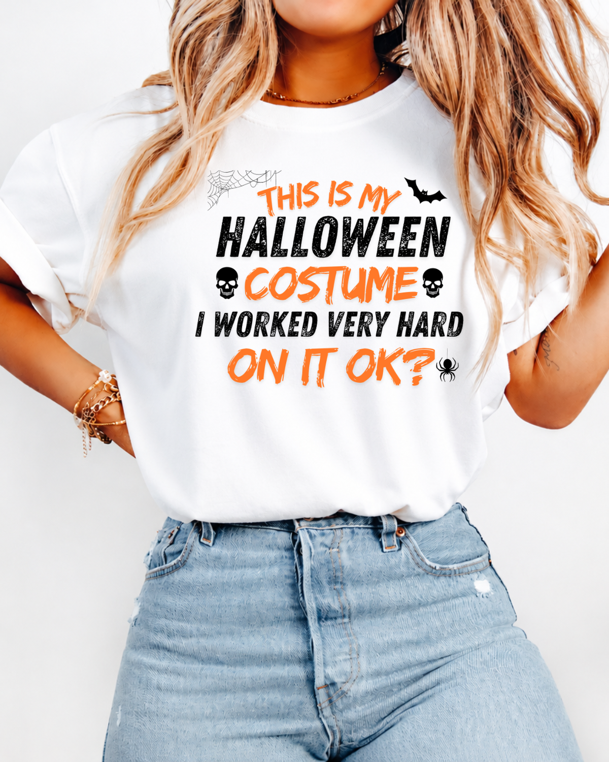 This Is My Halloween Costume I Worked Very Hard On It OK Shirt – Funny Lazy Costume T-Shirt – Sarcastic Spooky Season Graphic Tee