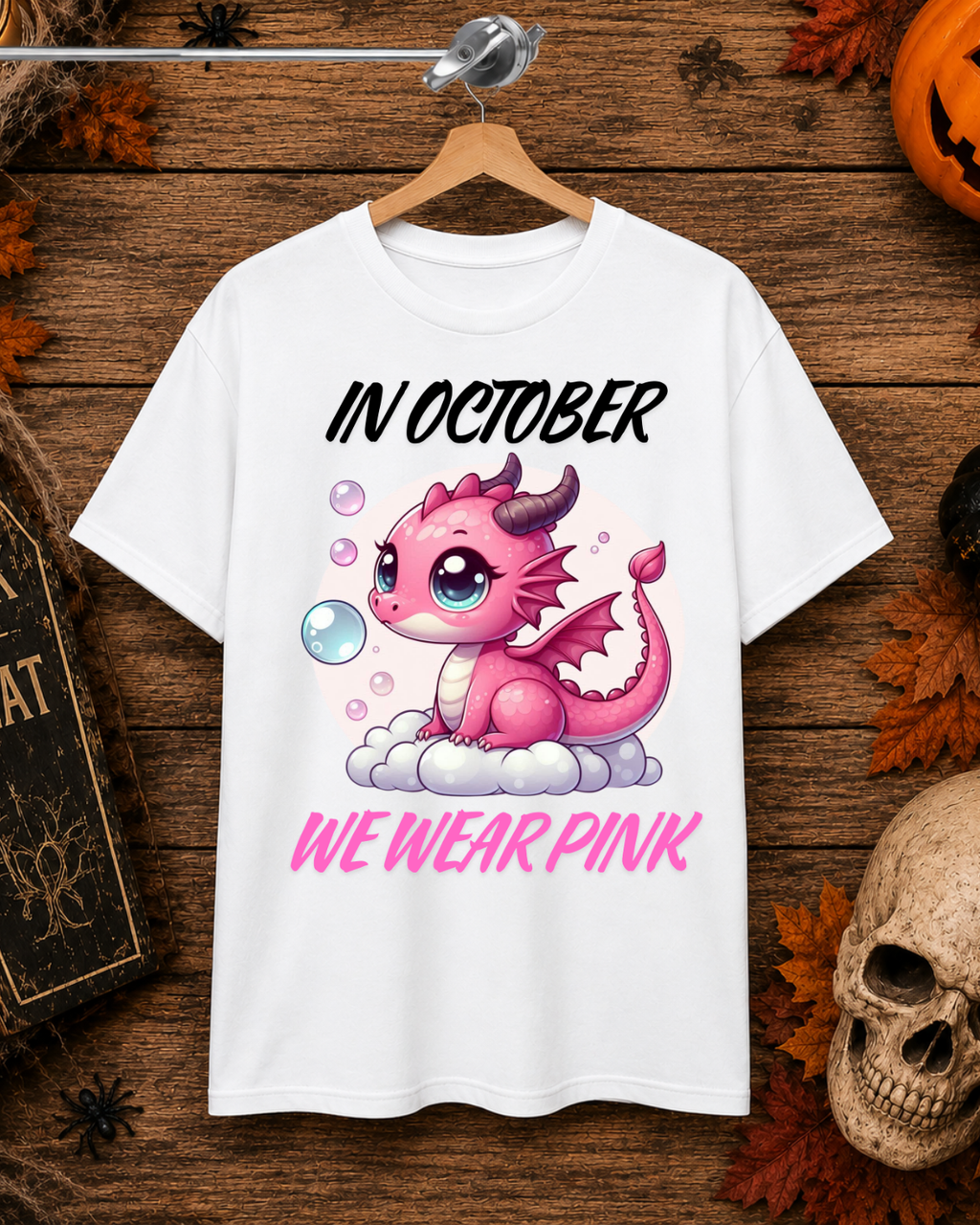 We Wear Pink Shirt, Pink Dragon Breast Cancer Awareness Tee, October Shirt Unisex garment-dyed heavyweight t-shirt