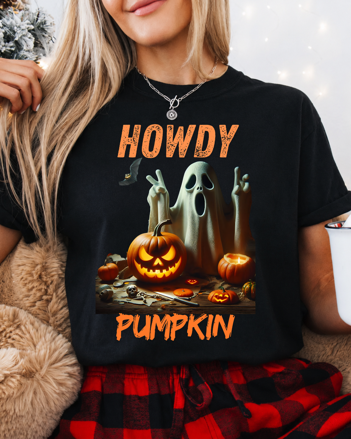 Howdy Pumpkin Shirt - Cute Ghost & Jack O Lantern T-Shirt - Country Western Halloween Aesthetic Tee