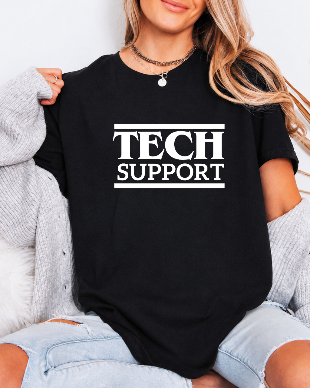 Tech Support T-Shirt – Funny IT Worker Graphic Tee – Minimalist Computer Geek & Programmer Shirt