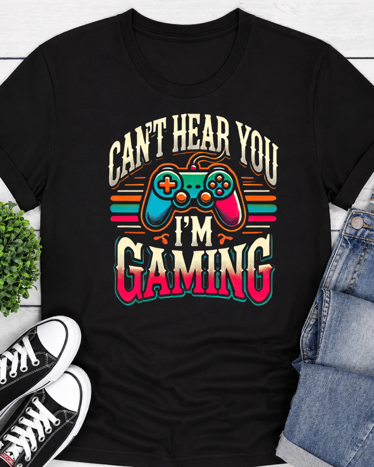 Can't Hear You I'm Gaming Shirt – Retro Gamer Controller T-Shirt – Funny Video Game Humor Graphic Tee