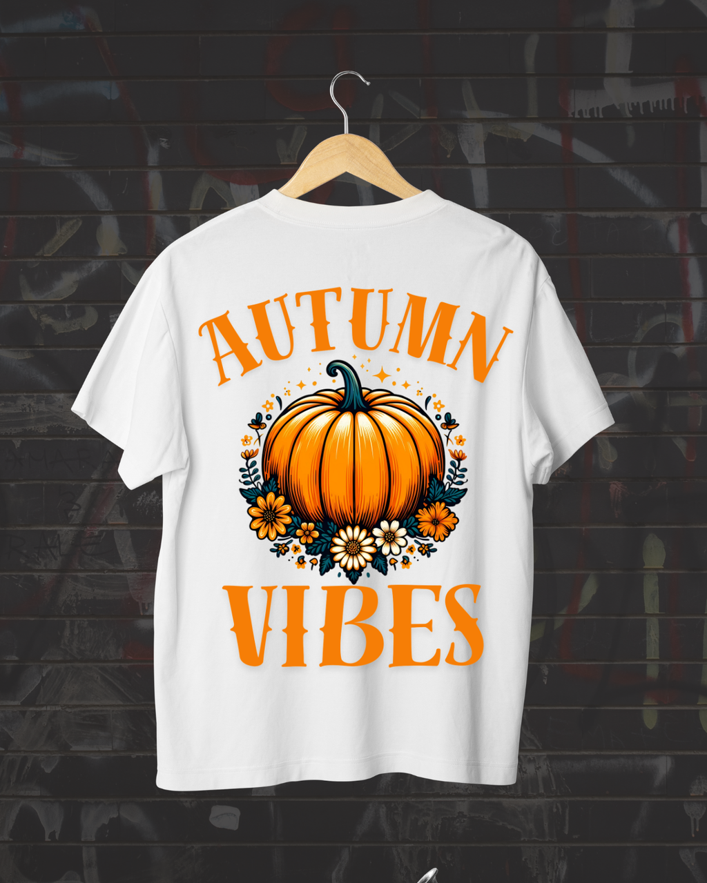 Autumn Vibes Pumpkin T-Shirt - Cute Floral Fall Season Shirt - Cozy Autumn Aesthetic Graphic Tee