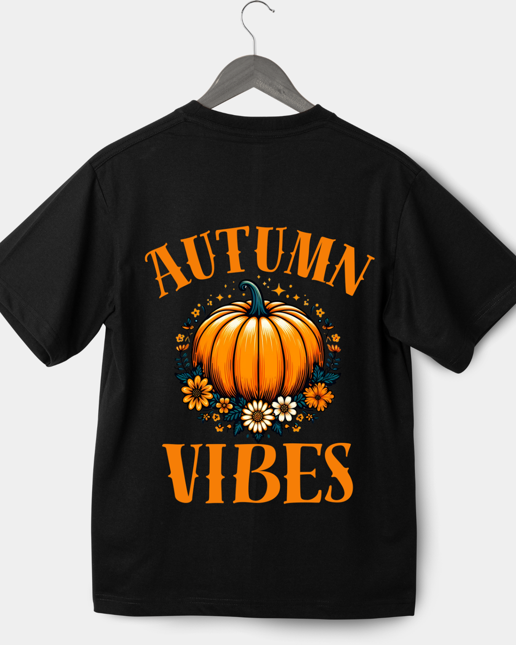 Autumn Vibes Pumpkin T-Shirt - Cute Floral Fall Season Shirt - Cozy Autumn Aesthetic Graphic Tee
