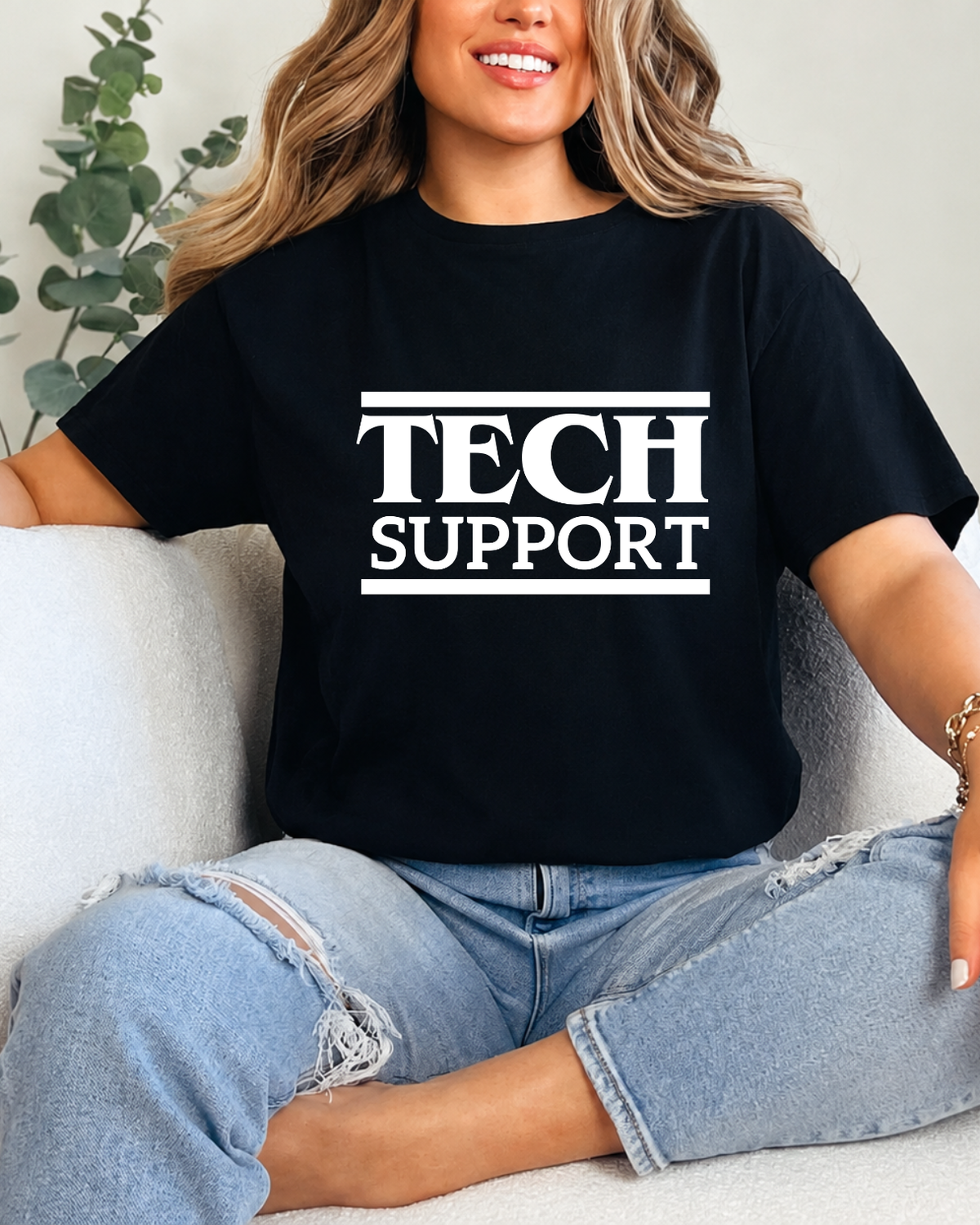 Tech Support T-Shirt – Funny IT Worker Graphic Tee – Minimalist Computer Geek & Programmer Shirt