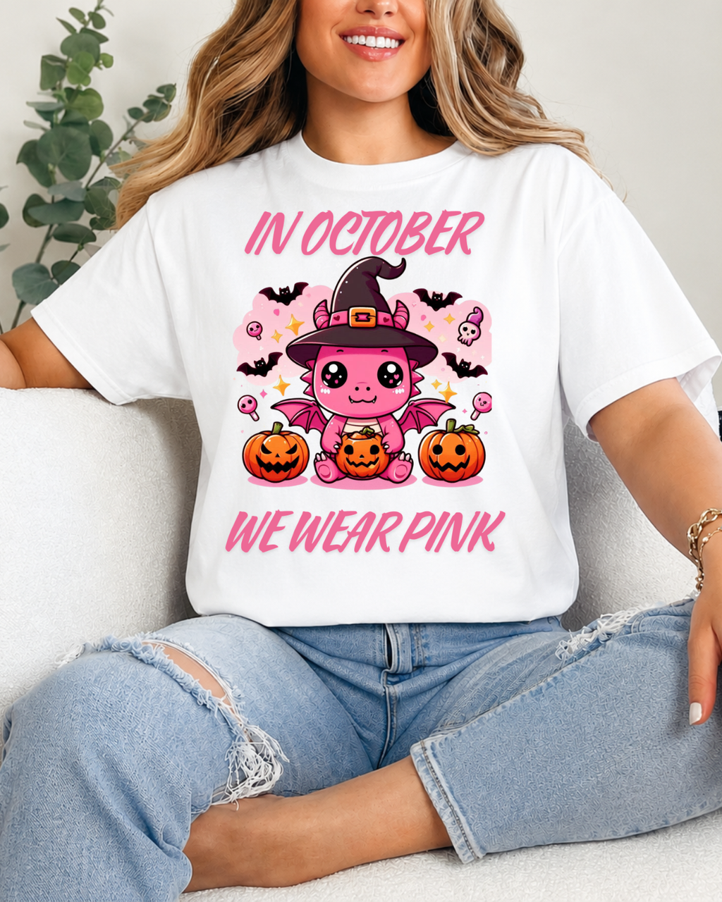 Pink Dragon Shirt, We Wear Pink October Tee, Cute Awareness T-Shirt Unisex garment-dyed heavyweight t-shirt
