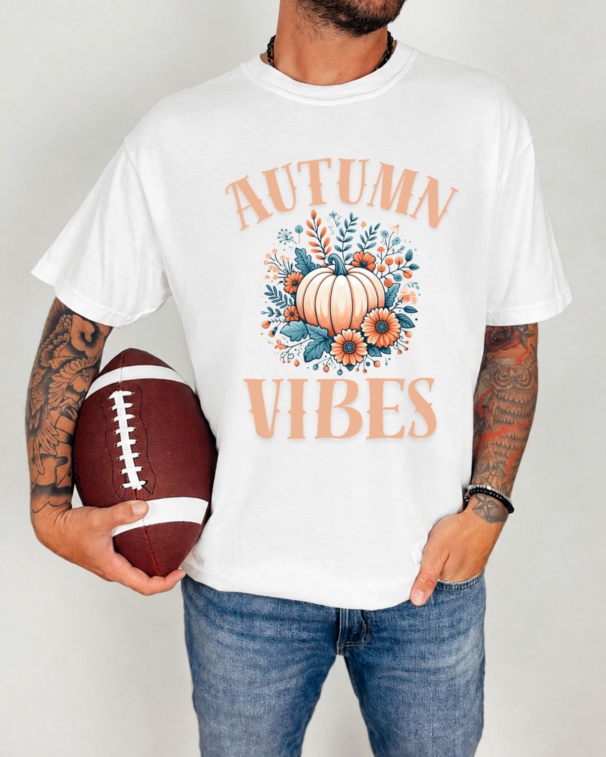 Autumn Vibes Shirt - Floral Pumpkin Fall T-Shirt - Aesthetic Thanksgiving Graphic Tee