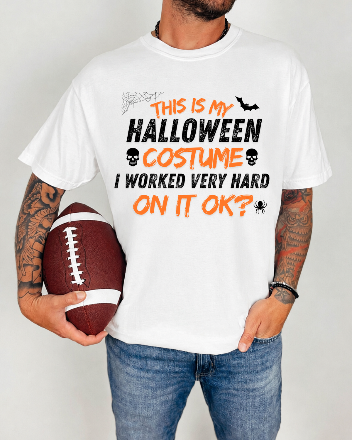 This Is My Halloween Costume I Worked Very Hard On It OK Shirt – Funny Lazy Costume T-Shirt – Sarcastic Spooky Season Graphic Tee