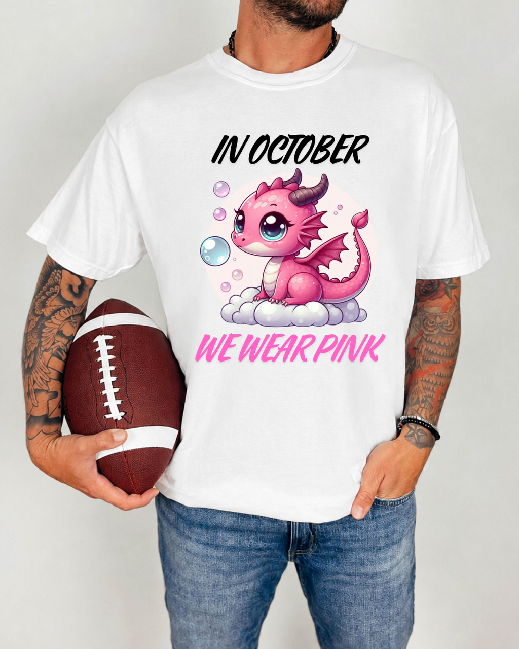 We Wear Pink Shirt, Pink Dragon Breast Cancer Awareness Tee, October Shirt Unisex garment-dyed heavyweight t-shirt