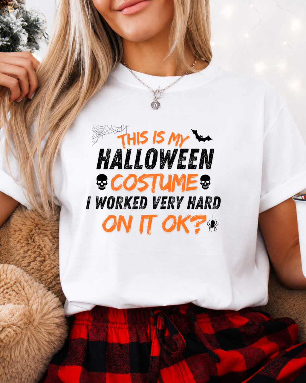 This Is My Halloween Costume I Worked Very Hard On It OK Shirt – Funny Lazy Costume T-Shirt – Sarcastic Spooky Season Graphic Tee