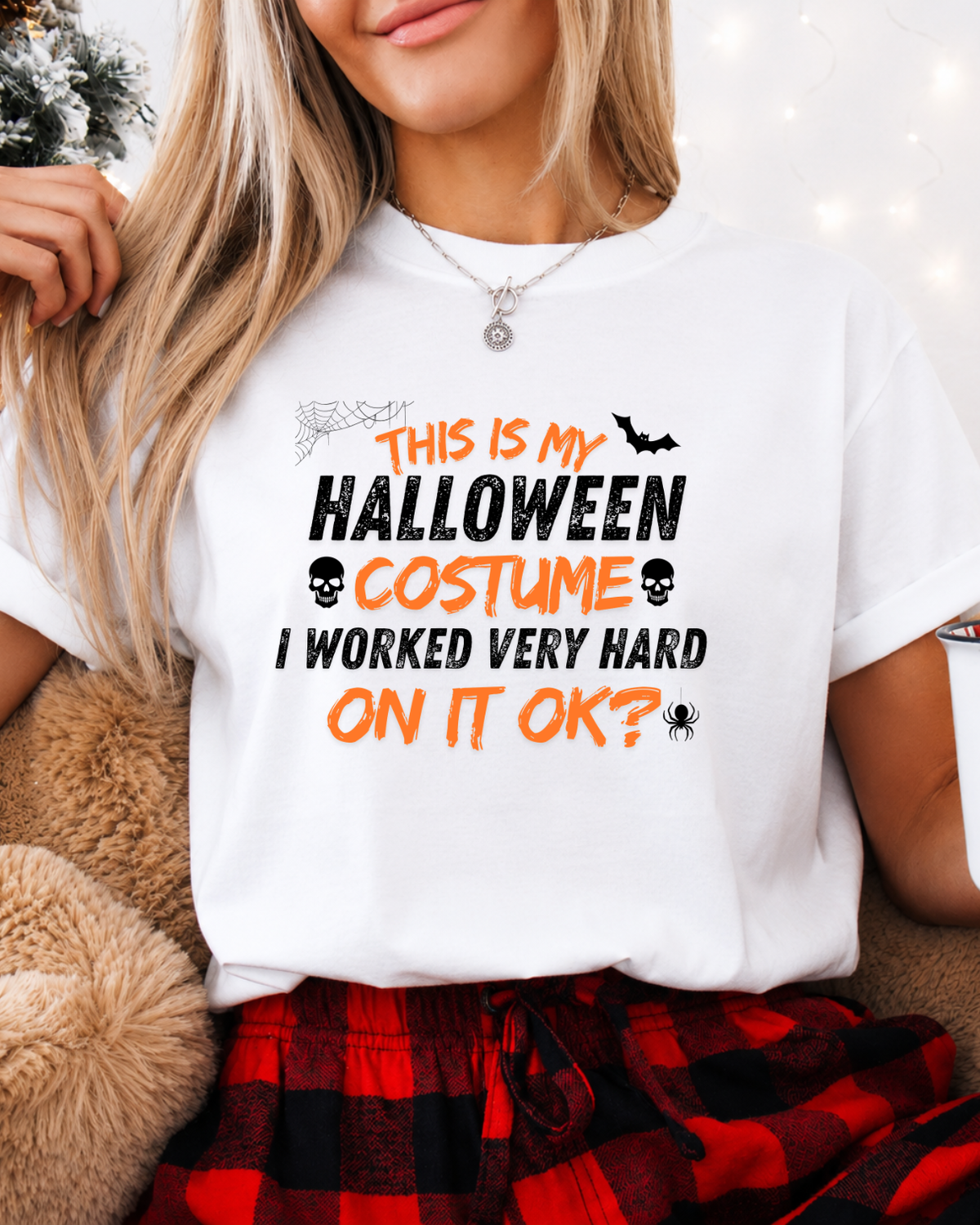 This Is My Halloween Costume I Worked Very Hard On It OK Shirt – Funny Lazy Costume T-Shirt – Sarcastic Spooky Season Graphic Tee
