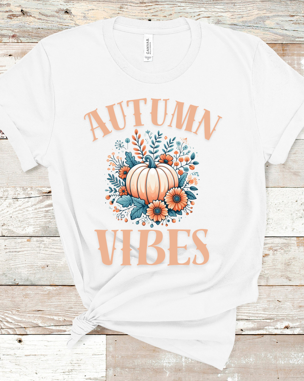Autumn Vibes Shirt - Floral Pumpkin Fall T-Shirt - Aesthetic Thanksgiving Graphic Tee