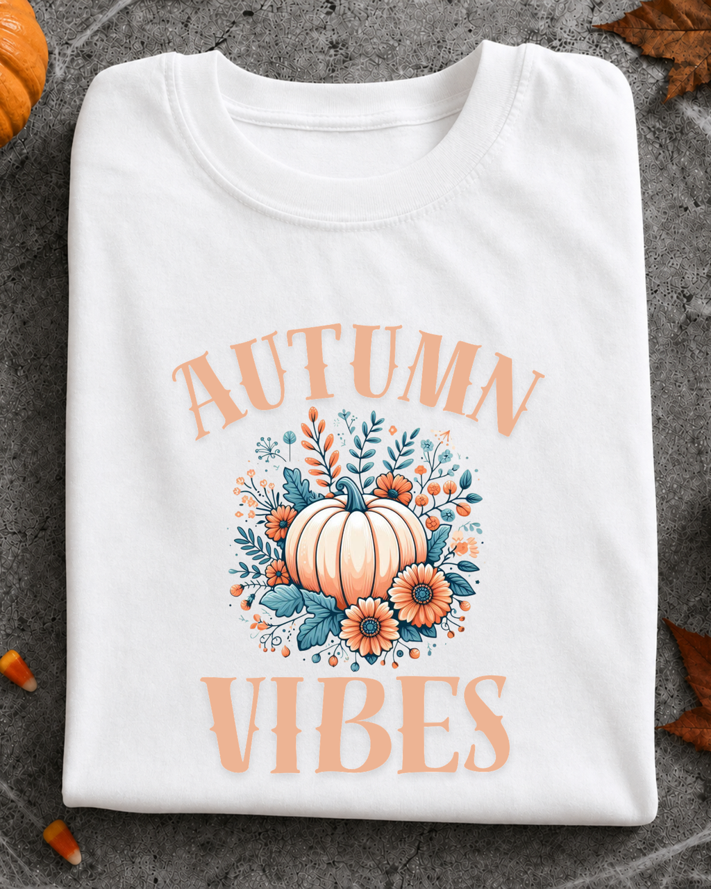 Autumn Vibes Shirt - Floral Pumpkin Fall T-Shirt - Aesthetic Thanksgiving Graphic Tee